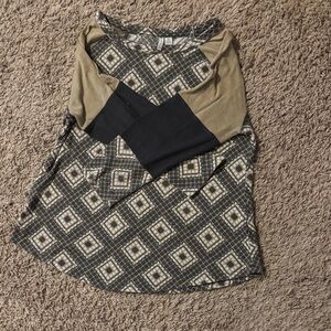 Cato Black and Tan Geometric Long Sleeve Top